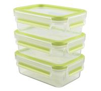 Emsa 515583 Clip & Close Colour 3-piece set of food storage containers 0.55 litres, transparent/green