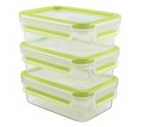 Emsa 515583 Clip & Close Colour 3-piece set of food storage containers 0.55 litres, transparent/green