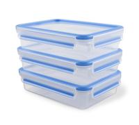 Emsa 515645 Clip & Close 3-piece set of food storage containers, 1.2 litre, tran