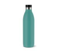 Emsa Bludrop N31121 Insulated Water Bottle, 1 Litre, 100% Leak-Proof, Quick-Press Closure, Ergonomic 360° Drinking Enjoyment, 20 Hours Warm, 40 Hours Cool, Easy Cleaning, Stainless Steel, Powder