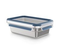 Emsa Clip & Close Leak-Proof Stainless Steel Food Storage Container, 0.8 Litre Capacity, Rectangular, Dishwasher Safe, Oven Safe, N1150400