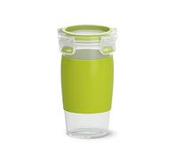 Emsa N10715 Clip & Go Smoothie Mug | 450 ml Capacity | Round | 100% Leak-Proof | Dishwasher Safe | Transparent/Light Green | Pack of 1