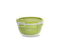 Emsa Clip & Go N10722 Fruit Box, 1.1 L, Includes Strainer Insert for Longer Lasting Freshness, 100% Leak-Proof, with Fresh Seal, Transparent, Light Green, Made in Germany