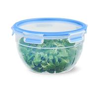 Emsa N10114 Clip & Close Food Storage Container, Round, 2.6 Litres, Clip Closure, Plastic, Transparent/Blue