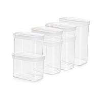 Emsa N11429 Optima 7-Piece Dry Storage Container Set, 2 x 0.45/2 x 1/2 x 1.6/2.2 Litres, Rectangular, 100% Safe/Hygienic/Harmless, Fresh Seal, BPA-Free, Transparent Design