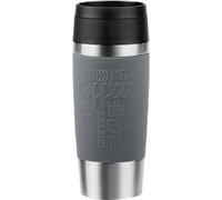Emsa N20205 Travel Mug Classic Insulated Mug 0.36 litres Comfort Screw Cap Stainless Steel 4 Hours Hot and 8 Hours Cold 100% Leak-Proof Dishwasher Safe 360° Drinking Opening Dark Grey