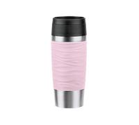 Emsa N20214 Travel Mug Wave Insulated Mug 0.36 litres Comfort Screw Cap Stainless Steel 4 Hours Hot and 8 Hours Cold 100% Leak-Proof Dishwasher Safe 360° Drinking Opening Pastel Pink
