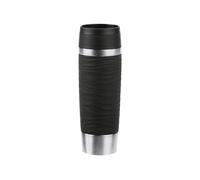 Emsa N20225 Travel Mug Wave Insulated Mug 0.5 litres Comfort Screw Cap Stainless Steel 6 Hours Hot and 12 Hours Cool 100% Leak-Proof Dishwasher Safe 360° Drinking Opening Black