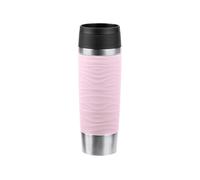 Emsa N20227 Travel Mug Wave Insulated Mug 0.5 litres, Comfort Screw Cap, Stainless Steel, 6 Hours Hot and 12 Hours Cool, 100% Leak-Proof, Dishwasher Safe, 360° Drinking Opening, Pastel Pink