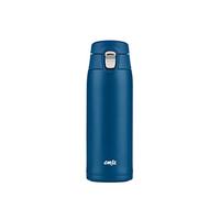 Emsa N21509 Travel Mug Light Thermal/Insulated Mug Made of Stainless Steel, 0.4 litres, 8 Hours Hot, 16 Hours Cold, 100 Percent Leak-Proof, Dishwasher Safe, Flip Closure System, Blue, Pack of 1