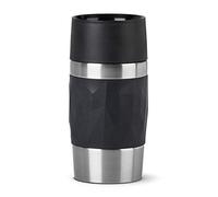 Emsa N21601 Travel Mug Compact Thermal/Insulated Mug Stainless Steel 0.3 litres 3 Hours Hot 6 Hours Cold BPA Free 100% Leak-Proof Dishwasher Safe 360° Drinking Opening Black