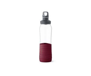 Emsa N31007 Drink2Go Glass Drinking Bottle | Capacity 0.7 Litres | Screw Cap | 100% Leak-Proof | Dishwasher Safe | Wine Red