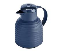 Emsa N4011000 Samba Wave Insulated Jug | 1.0 Litre | Quick-Press Plastic | Glass Insulating Flask | Coffee Pot: 12h Hot / 24h Cold | 100% Leakproof | Wave Navy