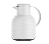 Emsa N40115 Samba Wave Insulated Jug | 1.0 Litre | Quick-Press Plastic | Glass Insulating Flask | Coffee Pot: 12h Hot / 24h Cold | 100% Leakproof | White
