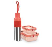 EMSA oneClick beYou, Travel Set, 100% Leak-Proof, beYou Flip Bottle 0,7L, Food Storage Container 0.5L, 1.20L,orange, N3121550