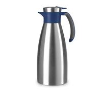 Emsa Soft Grip Insulated Jug, 1.5 litres, Stainless Steel, 12 Hours Hot + 24 Hours Cold, Leak-Proof, Non-Slip Handle, Blue N4120400