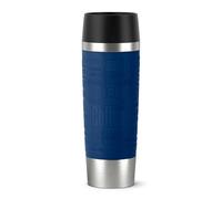 EMSA Travel Mug, Grande Thermal Mug, Compact 0.50L Capacity, Double-Wall Vacuum Insulation, 6-Hour Stay Hot, 12-Hour Stay Cold, 360° Drinking,Soft-Touch Silicone Sleeve, Stainless Steel, Blue, 515618