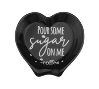 EMSea 1x Ceramic Spoon Heart Design Rest for Coffee Table Decoration Coffee Stand Embellishment and Coffee Stations, Black