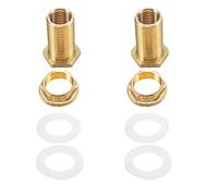 EMSea 2Pcs 1/2 inch Water Tank Connector with Rubber Rings Rain Barrel Connector with Rubber Seals Brass Water Butt Grommet for Rain Barrel Water Butt 42 mm