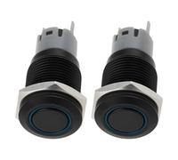 EMSea 2Pcs 16mm 5Pin LED Momentary Push Button 12V IP67 Waterproof Metal Switch for Car Boat, Blue LED
