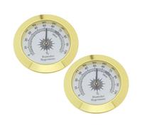 EMSea 2pcs 38 mm Round Alloy Hygrometer for Precise Monitor Guitar Case Cigars Case Greenhouse Wine Cellar Warehouse Filing Cabinet Gold