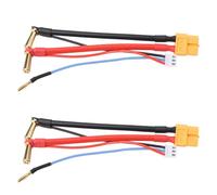 EMSea 2Pcs RC Battery Charging Adapter Cable 5mm Banana to XT60 Female with 2S JST-XH Balance Plug 90 Degree Hard Case Battery Charger Lead