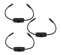EMSea 3PCS Type-C Male to Female Switch Extension Cable with ON-Off Button Power Switch Cable for Phones Tablets USB Small Desk Lamp/Fan Power Supply 28cm 5V Black