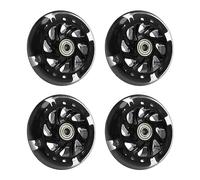 EMSea 4PCS Scooter Silent Luminous Crystal Wheels Black Hub with Bearings Flashing 3 Colors Replacement Wheels for Scooter 100x100mm