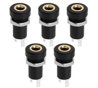 EMSea 5PCS 3.5mm Audio Jack Socket 3 Pole Stereo Socket Connector Headphone Jack Connector Stereo Solder Panel Black with Nut