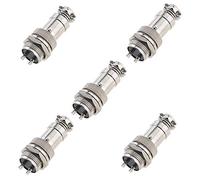 EMSea 5x GX16 Aviation Plug Connector Set, Metal Male Female Wire Screw Type Cable Panel Connector-16mm Thread (2 Pin)