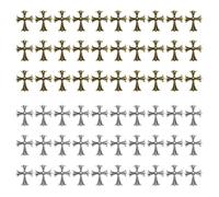EMSea 60PCS Cross Nail Art Charms - Metal 3D Punk Nail Ornaments for Manicure Art Craft DIY Accessories Decoration Supplies - Bronze & Antique Silver