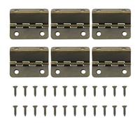 EMSea 6Pcs Antique Bronze Hinges Vintage Hinges Three Fold Retro Hinge with 12 Screws for Door, Cabinets, Furniture, Vintage Jewelry Chest