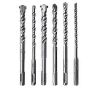 EMSea 6Pcs SDS Plus Rotary Hammer Drill Bit Kit, 6mm 8mm 10mm 12mm 14mm 16mm Shank 160mm Long Double Flutes for Concrete Masonry
