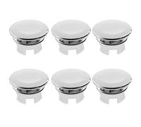 EMSea 6PCS Sink Overflow Cover Sink Hole Round Overflow Trim Cover Drain Cap Fit for 22-23mm Overflow Hole Diameter Kitchen Bathroom Sink Accessories Silver