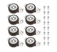 EMSea 8pcs 1.25 Inch Small Side Mount Caster Wheels Rigid Fixed Non Swivel Casters Rubber Wheel with Steel Plate Suitable for Wooden Furniture Drawers Trays DIY Project