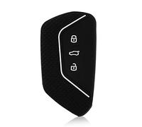 EMSea Car Key Cover Key Fob Cover Case Compatible with Golf 8 Seat Leon MK 4/Tarraco/Ateca Skoda Octavia Black with White Stripe Silicone 3 Button Car Accessories