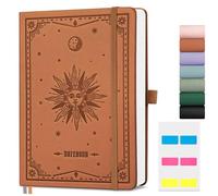 EMSHOI A5 Graph Notebook, Hardcover Leather Notepad, 192 Pages, Brown
