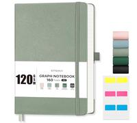EMSHOI A5 Graph Paper Notebook, Hardcover Journal, 160 Pages, Light Green