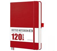 EMSHOI A5 Notebook Blank Journal - 120 GSM Hardcover Leather Sketch Book with Doodle Stencil, 160 Pages Unlined, Plain Art Sketchbook for Women Men Work School Drawing, 14.5 x 21cm - Red