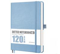 EMSHOI A5 Notebook Blank Journal - 120 GSM Hardcover Leather Sketch Book with Doodle Stencil, 160 Pages Unlined, Plain Art Sketchbook for Women Men Work School Drawing, 14.5 x 21cm - Light Blue