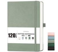 EMSHOI A5 Notebook Dotted Journal - 120gsm Thick Paper, Hardcover Leather Dot Grid Notebook for Bullet Journaling with 160 Pages, Journal Stencils, Inner Pocket, 21 x 14.5 cm, Dark Green