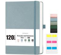 EMSHOI A5 Notebook Lined Journal - 120 GSM Paper Hardcover Notepad for Work, 160 Pages College Ruled Note Book, Leather Writing Journal for Women, Men, Work, School, 14.5 X 21 cm - Gray Blue