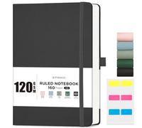 EMSHOI A5 Notebook Lined Journal - 120 GSM Paper Hardcover Notepad for Work, 160 Pages College Ruled Note Book, Leather Writing Journal for Women, Men, Work, School, 14.5 X 21 cm - Black