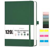 EMSHOI A5 Notebook Lined Journal - 120 GSM Paper Hardcover Notepad for Work, 160 Pages College Ruled Note Book, Leather Writing Journal for Women, Men, Work, School, 14.5 X 21 cm - Dark Green
