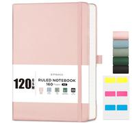 EMSHOI A5 Notebook Lined Journal - 120 GSM Paper Hardcover Notepad for Work, 160 Pages College Ruled Note Book, Leather Writing Journal for Women, Men, Work, School, 14.5 X 21 cm - Rose Gold