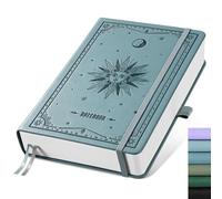 EMSHOI A5 Notebook Lined Journal - 320 Numbered Pages, 100gsm Thick Notepad, Hardcover Leather College Ruled Note Book for Women Men School Work Writing Note Taking, 14.5 x 21cm - GrayBlue