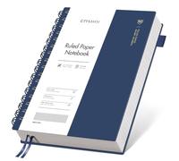 EMSHOI A5 Notebook Lined, Spiral Journal, 300 Pages, PVC Cover, Blue