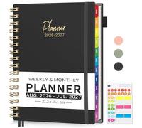 EMSHOI Academic Diary August 2026 - July 2027, A5 30-Minute Planner, Mid Year Work Diary, Week to View Appointment Book, for Teachers & Professionals - Black