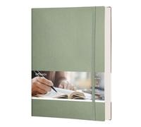 EMSHOI B5 Notebook Lined Journal, 204 Numbered Pages, Extra Large Softcover Composition Notebook with Sticky Notes, 100gsm Thick Paper, Vegan Leather Notepad for Writing, 19 x 25 cm, Green