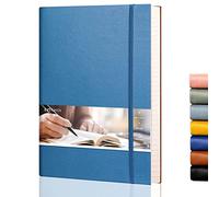 EMSHOI College Ruled Composition Notebook - Large B5 Notebook Lined Journal Leather with Free Sticky Notes, 204 Numbered Pages,100gsm Thick Lined Paper, Softcover, 7.5"x10"-LightBlue